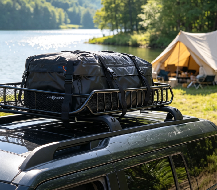 Roof Cargo Basket With Waterproof Bag And Cargo Net Set