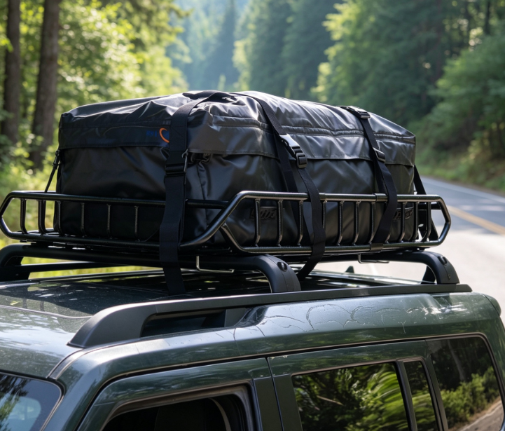Roof Cargo Basket With Waterproof Bag And Cargo Net Set