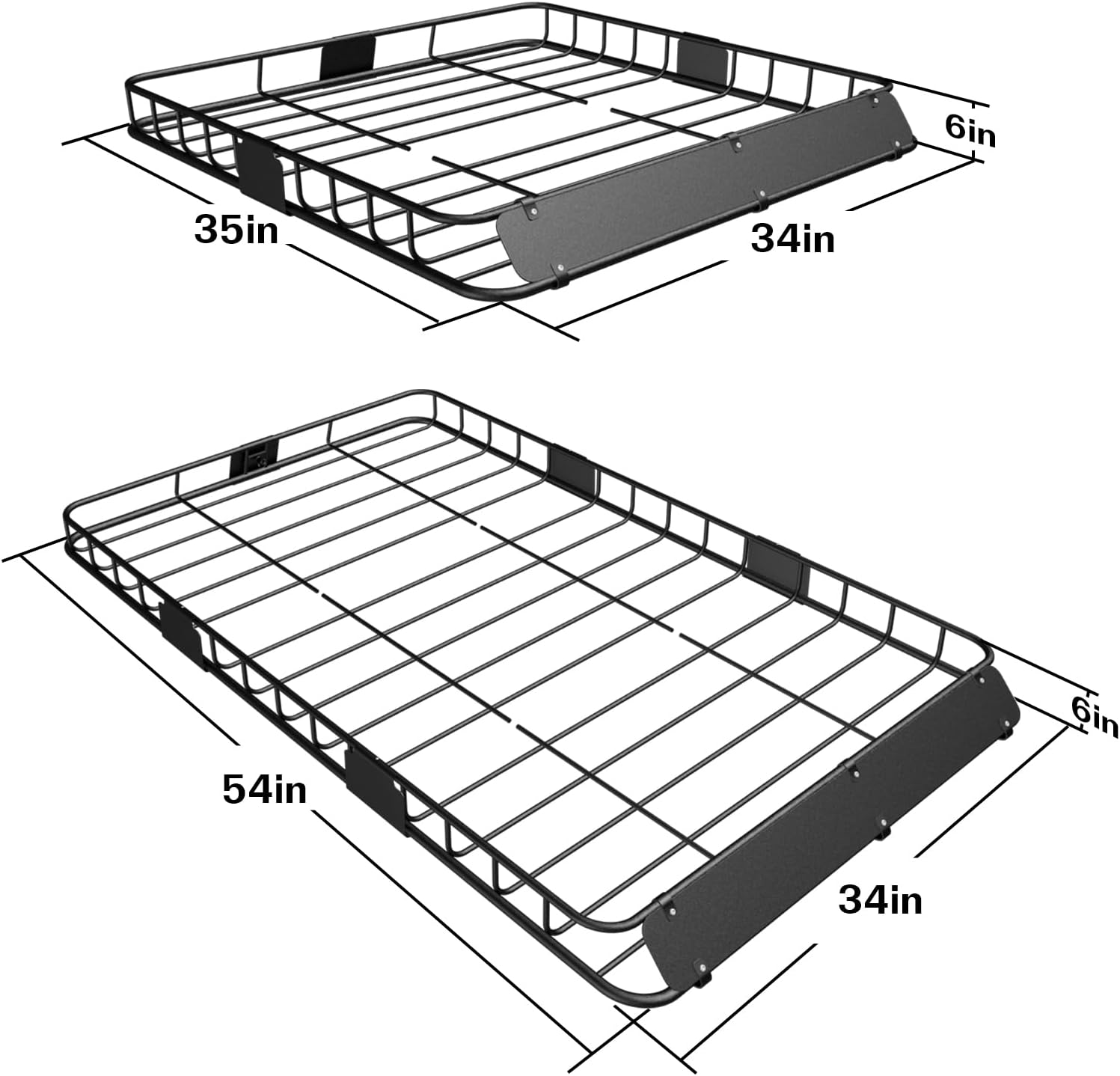 Heavy-Duty Roof Cargo Basket With Waterproof Bag, Cargo Net, And Tie-Down Straps